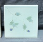 3 Antique Ceramic Tile Painted Floral 4  Sq Arts   Crafts Vintage Old 1148-26b
