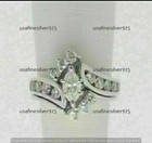 2 Ct Moissanite Marquise Bridal Wedding Band Ring Set Real 925 Sterling Silver