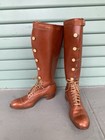 Antique 1910s Edwardian Women s Leather Boots Knee High Caramel Size Us 5 5-6n