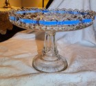 Antique Eapg  Cooperative Flint Glass Co  lace Edge  Cake Stand 1880s-1900