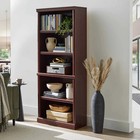 Cherry Finish 5 Shelf Bookcase Wooden Bookshelf Adjustable Shelves Storage Home