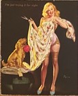 Elvegren Pin Up  Ink Blotter sexy Blonde cocker Spaniel Dog glenmere Co  Lynn Ma