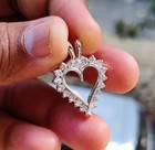 1ct Round Lab-created Diamond Heart Pendant For Womens 14k White Gold Plated