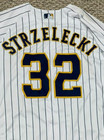 Strzelecki Size 46  32 2023 Milwaukee Brewers  game Used  Jersey Home White Mlb
