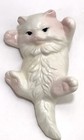 1980   s Vintage Playful White Pink Kitty Cat On Back Kitten 9   ceramic Figurine