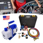 New Combo 1 3hp 4cfm Air Vacuum Pump Manifold Gauge Set Hvac Ac Refrigerant Kit