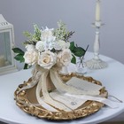 6 5  White Champagne Artificial Roses Wedding Bouquet  Silk Flower Decor