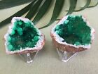 Green Geode Pair Geode Crystal Quartz Druze Specimen Morocco Geode Half 2 7 -3  