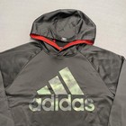 Adidas Hoodie Sweatshirt Mens Medium Black Gray Training Big Logo Pullover Gym