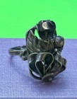 Antique Art Nouveau Sculpted Flowers Handmade 3d Relief Sterling Silver 925 Ring