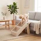 3 Step Pet Stairs For Dogs Puppies Senior Cat Foldable Ramp For Bed Ladder Beige