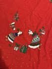 Vintage 90s Christmas Goose Oval Tablecloth 60x84 Grandma Country Cottage