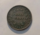 1845 Straits Settlements  british Malaysia  Half Cent East India Company Coin