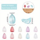 1box 200pcs 10 Colors Transparent Spray Painted Glass Petaline Mixed Color