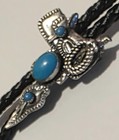 Vintage Metal Bolo Tie  Nice Sterling Silver  Horse Saddle  Cowboy  Nice Design