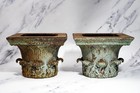 Pair Antique Cast Iron Neoclassical Corinthian Column Capitals New York City