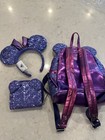 Loungefly Purple Potion Sequins Minnie Backpack  Wallet  And Ears Complete Set