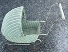 Antique Wicker Baby Stroller Doll Carriage Wood Handle Basket Heywood Wakefield