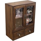 Countertop Wooden Cabinet W  Plexiglass Door Easy Assembly Medicine Storage Unit