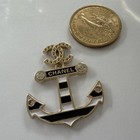 Lot Of 2 Chanel Cc Anchor Buttons Zipper Pull Charms Rhinestones 37 X 32 Mm Gold