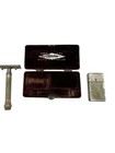 Antique Gillette Razor Set With Embossed Metal Case   Accessories Usa-made Razor