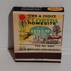 Vintage Florida Homesite Advertisement Matchbook Full Unstruck Ad