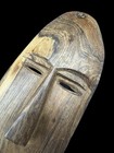 Wood Mask 14  Tribal Brown Carved Wall Decor Hanging Face Minimalist Global Art