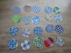100 Antique Vintage Fabric Depression Era Feedsack Indigo Blue Scraps 2  Circles