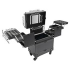 Rolling Train Makeup Case Beauty Salon Trolley Cosmetic Organizer Box W  Mirror