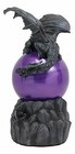 Twilight Dragon Resting On Purple Sandstorm Glass Ball Statue Sound Sensor Decor