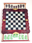 Vintage Chinese Chess Set Dragon Carved Folding Board Jade Style Resin Pieces Co