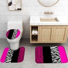 4pcs Leopard Print Shower Curtain Set With Rug  Lid Cover And Bath Mat  Pink    