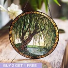 Willow Tree Stained Glass Suncatcher  Nature Window Art   Rustic Home Decor