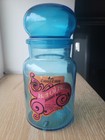 Antique Belgium Bubble Lid Blue Glass Jar With Rexall Drug Co  Stl Label 7 