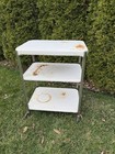 Vintage Mcm Metal 3 Tier Cosco Rolling Kitchen Utility Bar Cart White W  Wheels