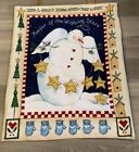 Christmas Country Quilt Wall Hanging  Snowman  Keeper Of Wishing Stars