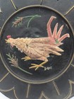 Vintage English Decorative Embossed Brass Wall Plaque Rooster Artist Signed