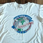 Vintage 90s New York City Marathon Running 1993 Graphic Art White Tee Mens Large