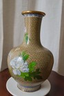 Vintage Chinese Cloisonne Floral Brass Vase Asian Decor