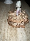 Antique Half Doll Porcelain Pincushion Victorian Flapper Girl 