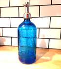 Antique Detroit Michigan New York Seltzer Water Co Blue Glass Bottle Bar Decor