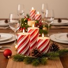 Red Stripe Glitter Led Pillar Candles  Battery Operated Real Wax Flameless Ca   