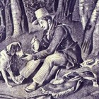 24x20   Dogs Toile De Normandy Antique French Purple Quilted Quilt Fragment 19t
