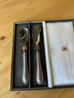 Vtg Greggio Italy Silver Plated Horn Spoon And Spreader Set W  Case