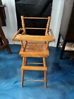 Vintage 1940 s Cass Toys Wooden 28  Child doll High Chair Maple Wood