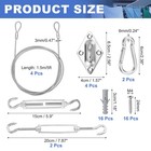 40 Pcs Shade Sail Hardware Kit With 5ft 3mm Stainless Steel Wire Rope  Clear
