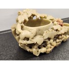 Carved Soapstone Squirrel And Grapes Vase Chinese Vase Etched Vintage Decor Good