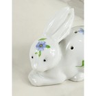Rabbit Bunny Potpourri Holder 3 3 4  Blue Flower Design 90s Porcelain Japan