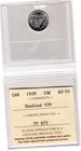 1939 Canada 10 Cents Silver Cent Coin - Doubled 939 - Iccs Graded Au 55