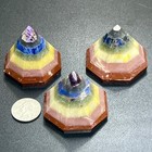 Chakra Crystal Octagon Base Cone Point Carving  7-stones  Wholesale Reiki